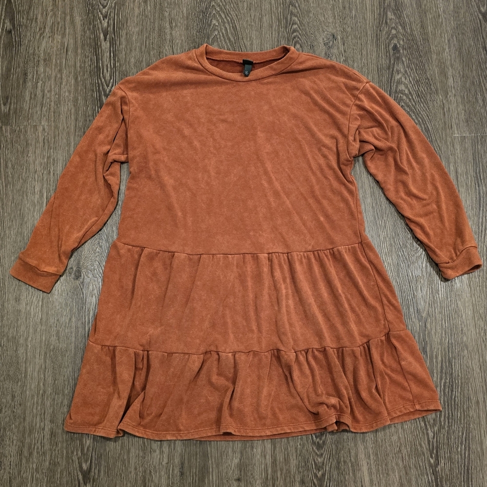 Wild Fable Long Sleeve Mini Dress Burnt Orange XL